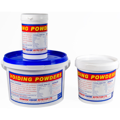 Voiding Powders for healthy equine kidney and digestive function.